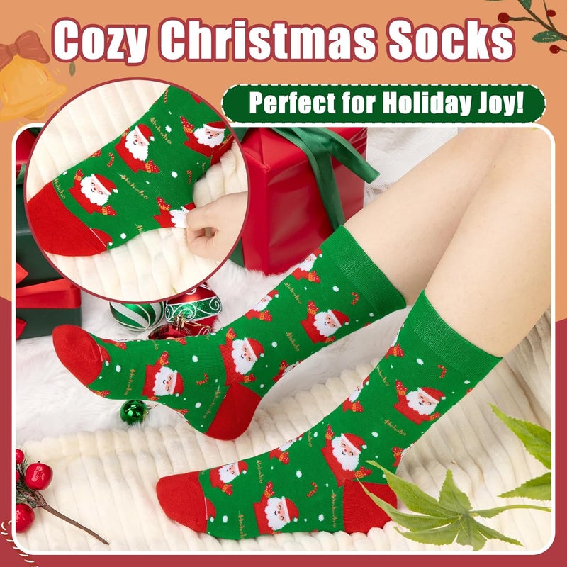 Socksfad Store 5-6 Pairs Women's Cute Cat Socks Gifts, Funny Novelty Animal Print Crew Cotton Socks Christmas Gifts for Women Girls - Image 4